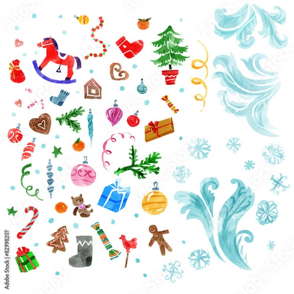 Fototapeta   Xmas decorations set. 