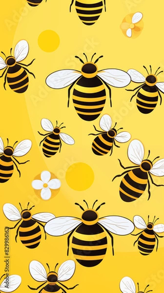 Obraz Abstract Image, Bees, Insects, Floral, Pattern Style Texture, Wallpaper, Background, Cell Phone and Smartphone Cover, Computer Screen, Cell Phone and Smartphone Screen, 9:16 Format - PNG