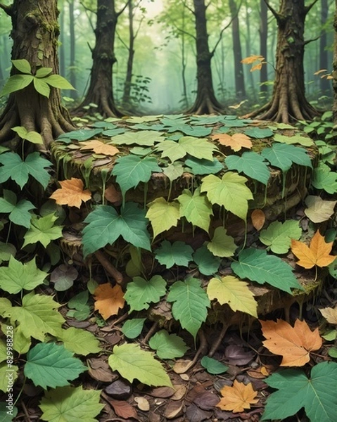 Fototapeta surface made of leaves, with its delicate veins and vibrant green color 