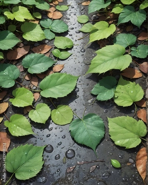 Fototapeta surface made of leaves, with its delicate veins and vibrant green color 