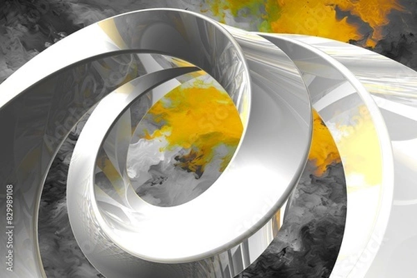 Fototapeta bright yellow and shades of grey creative mobius ring  pattern