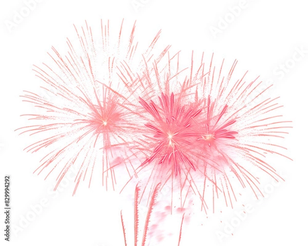 Obraz festive fireworks on an isolated transparent background. Fireworks png, salute, explosion png