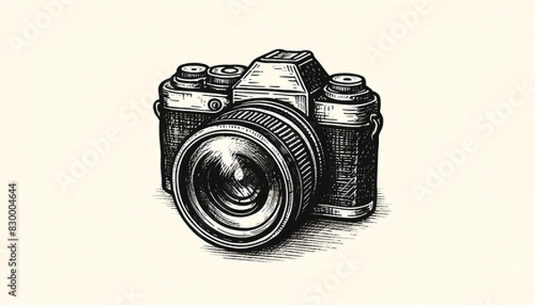 Obraz Hand-drawn style illustration of a camera with a lens