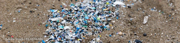 Fototapeta microplastics on the Greek beach, an example of pollution