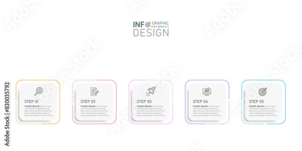 Fototapeta 5 steps infographic. Vector illustration. Can be used for process diagrams, presentations, workflow outlines.