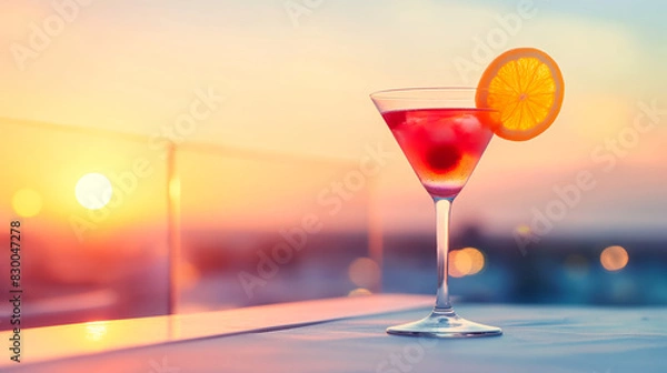 Obraz Classic Martini cocktails on a stylish rooftop bar, isolated on a gradient background 