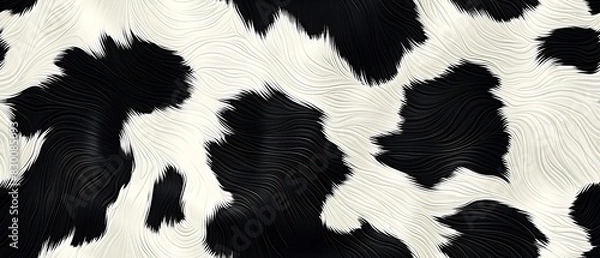 Fototapeta seamless pattern of cow skin, animal print texture, black and white patches background, wallpaper .
