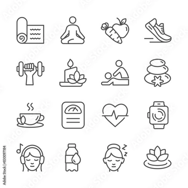 Fototapeta wellness line icons set vector image