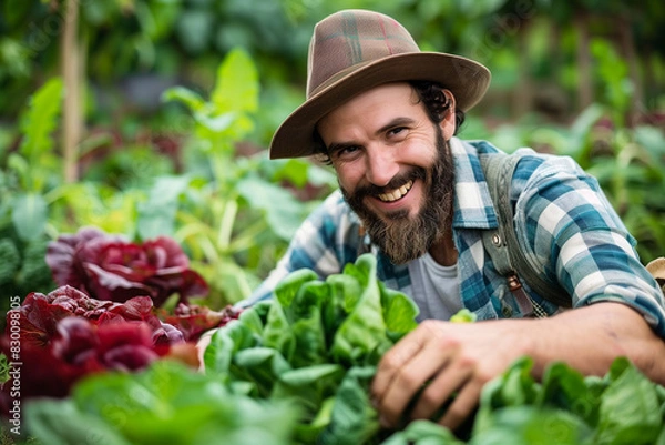 Fototapeta Farmer working in the garden