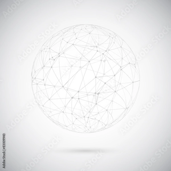 Fototapeta Global Network Lines with Dots Connection Vector Background