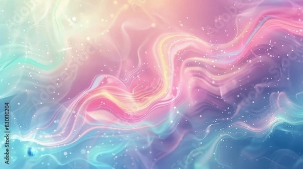 Fototapeta Pastel gradients swirl luminous dots create dreamlike spring scene background