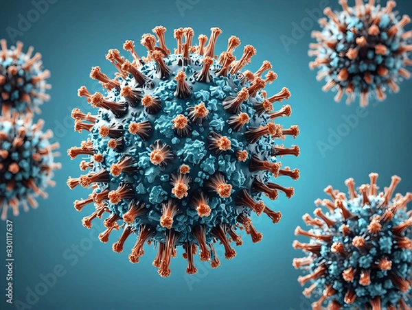 Fototapeta Abstract Microscopic View of Virus Particles