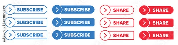 Fototapeta Simple Subscribe and Share Web Buttons with arrow symbol