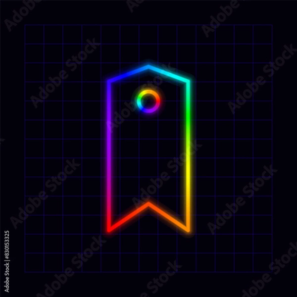 Fototapeta Tag icon, neon rainbow visuals, gradient mesh graphics, glowing colorful aesthetic.