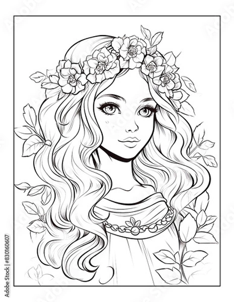 Obraz Elf Princess Coloring Pages for KDP Interior