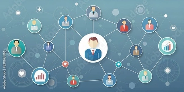 Fototapeta Network concept. Human resources strategy. Management strategy.