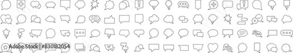 Fototapeta Collection of Icons of Speech Bubble for Shops and Stores. Suitable for books, stores, shops. Editable stroke in minimalistic outline style. Symbol for design