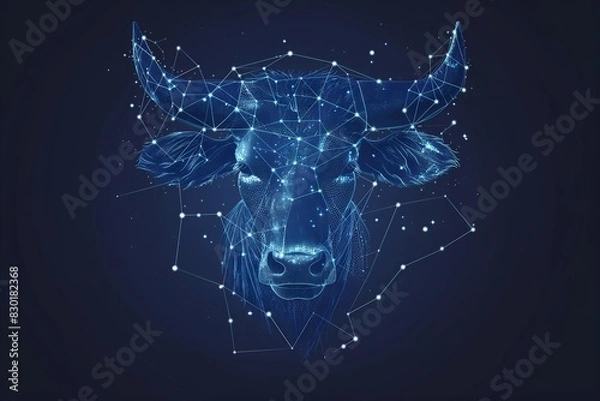Fototapeta zodiac sign of taurus with constellation design on dark background 