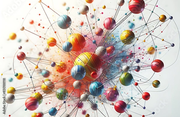 Fototapeta abstract background with molecules,Generative AI