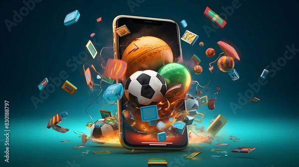 Fototapeta Football sports betting game from mobile phone with empty space background