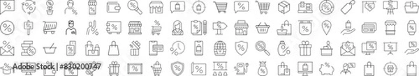 Fototapeta Shop and Percent Modern Linear Icons. Perfect for design, infographics, web sites, apps