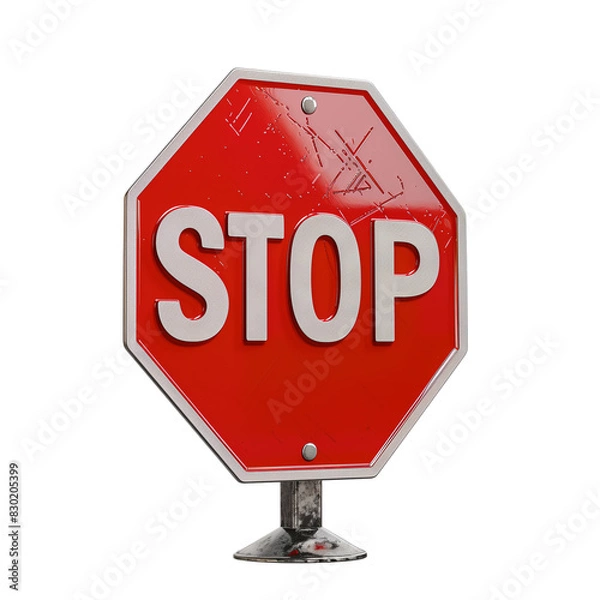 Fototapeta Stop sign isolated on transparent background. Cut out.