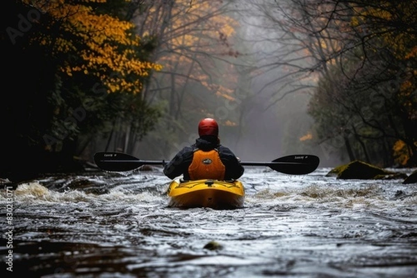 Fototapeta Person Kayaking on River