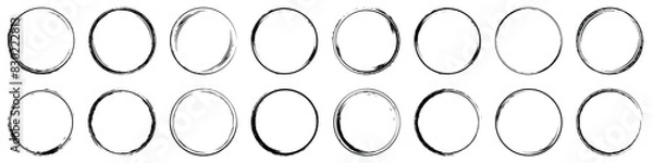 Obraz Hand-drawn Zen Enso Circle Set - Artistic Brush Stroke Vector Illustrations