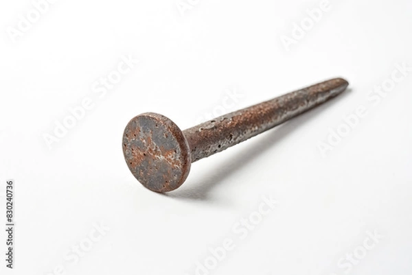 Obraz Rusty nail isolated on white background