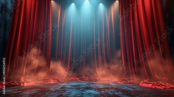 Obraz Magic theater stage red curtains show 