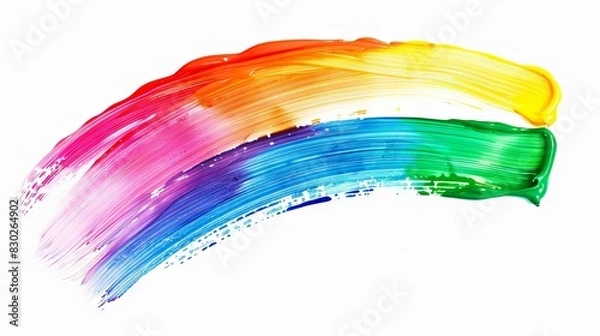 Fototapeta Vibrant abstract paintbrush strokes in various colors. Colorful painting, creative art, artistic expression, texture, design concept. Paint stains isolated on white backdrop