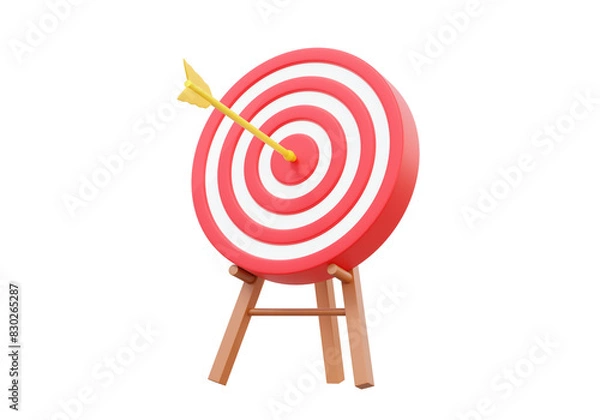 Fototapeta The bow, archer target planning vision business excellent financial growth development successful on transparent png background. investment strategy education concept. 3d render illustration
