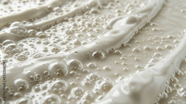 Fototapeta  A close-up view of a white surface teeming with water bubbles and numerous drops