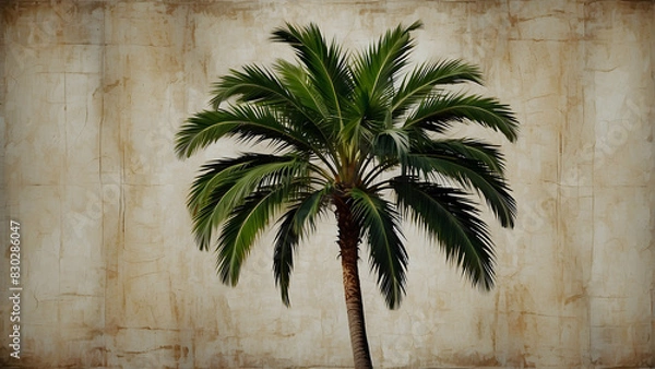 Fototapeta Single palm tree on a textured background