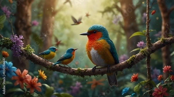 Fototapeta birds and nature  background and wallpaper