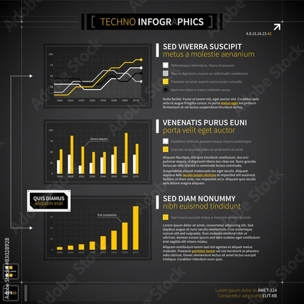 Obraz Set of techno elements for infographic design.