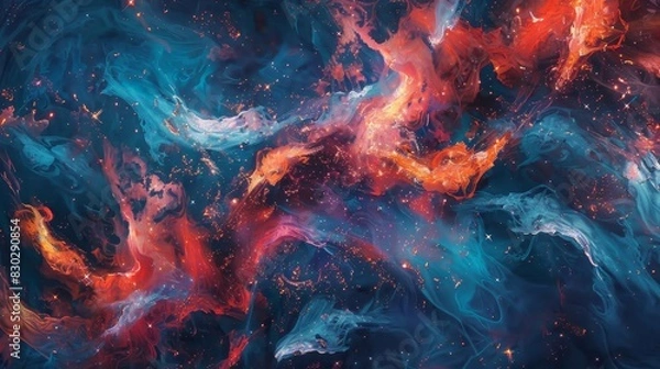 Fototapeta Capturing dynamic essence bright coral dark navy backdrop