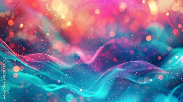 Fototapeta Joyous abstract: turquoise magenta sparkling effects backdrop