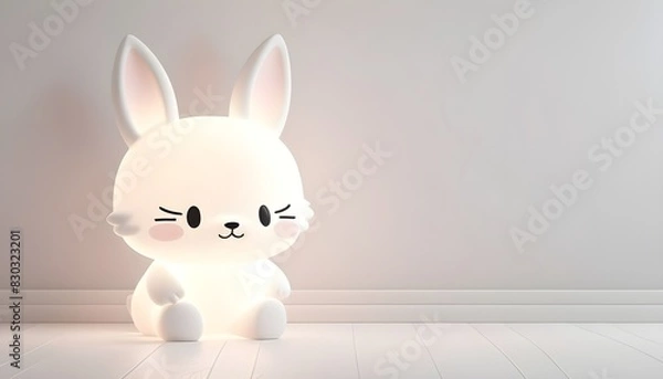 Obraz white cute bunny lamp 
