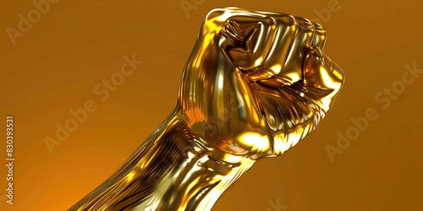 Fototapeta Empowered Pride: A triumphant figure raising their fist, embracing their power and defiance, radiating an aura of courage and resilience.