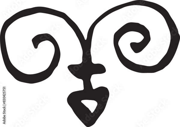 Fototapeta 筆文字の手書きの干支　象形文字　「羊」年賀状素材