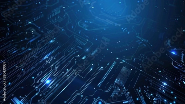 Fototapeta Circuit Board. Blue circuit wallpaper. Technology concept. High Tech Background