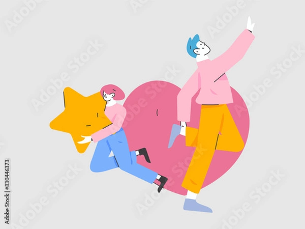 Fototapeta Happy Valentine's Day flat character vector concept business hand drawn illustration
