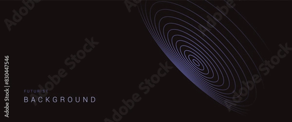 Fototapeta blue perspective circle line swirl with large copy space and text preview, futuristic vector design for background, presentation, banner
