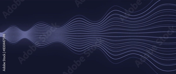 Fototapeta wavy neon blue wavy stripes, retro futuristic vector design for background, element, banner