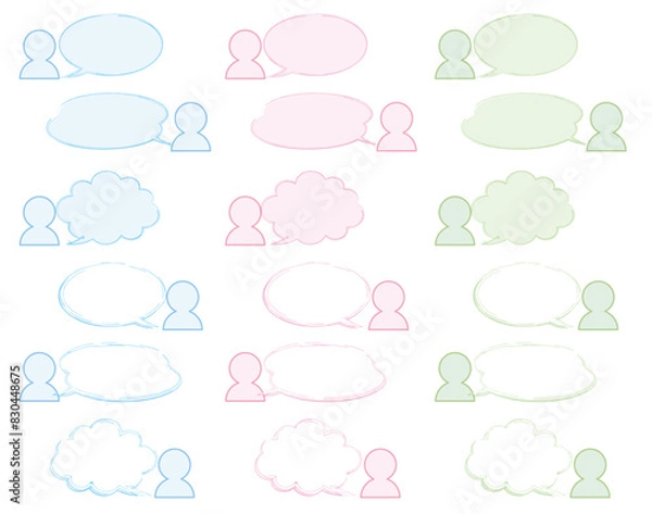 Obraz 手書き風吹き出しとアバターセット