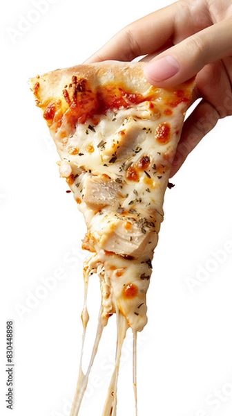 Fototapeta hand holding piece of pizza