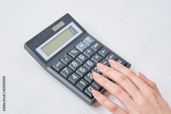 Obraz 電卓を使う女性の手元