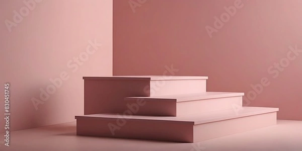 Fototapeta A Beautiful Light Pink Background Designed for Product Presentation, Featuring Podiums on Different Tiers, Adding Dimension and Sophistication to Your Display.
