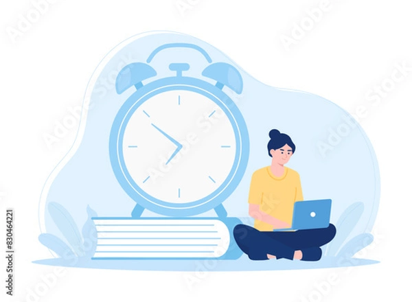 Fototapeta Time management concept flat illustration